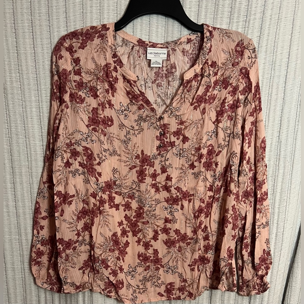Liz Claiborne Women's Floral Blouse in Pink and Red